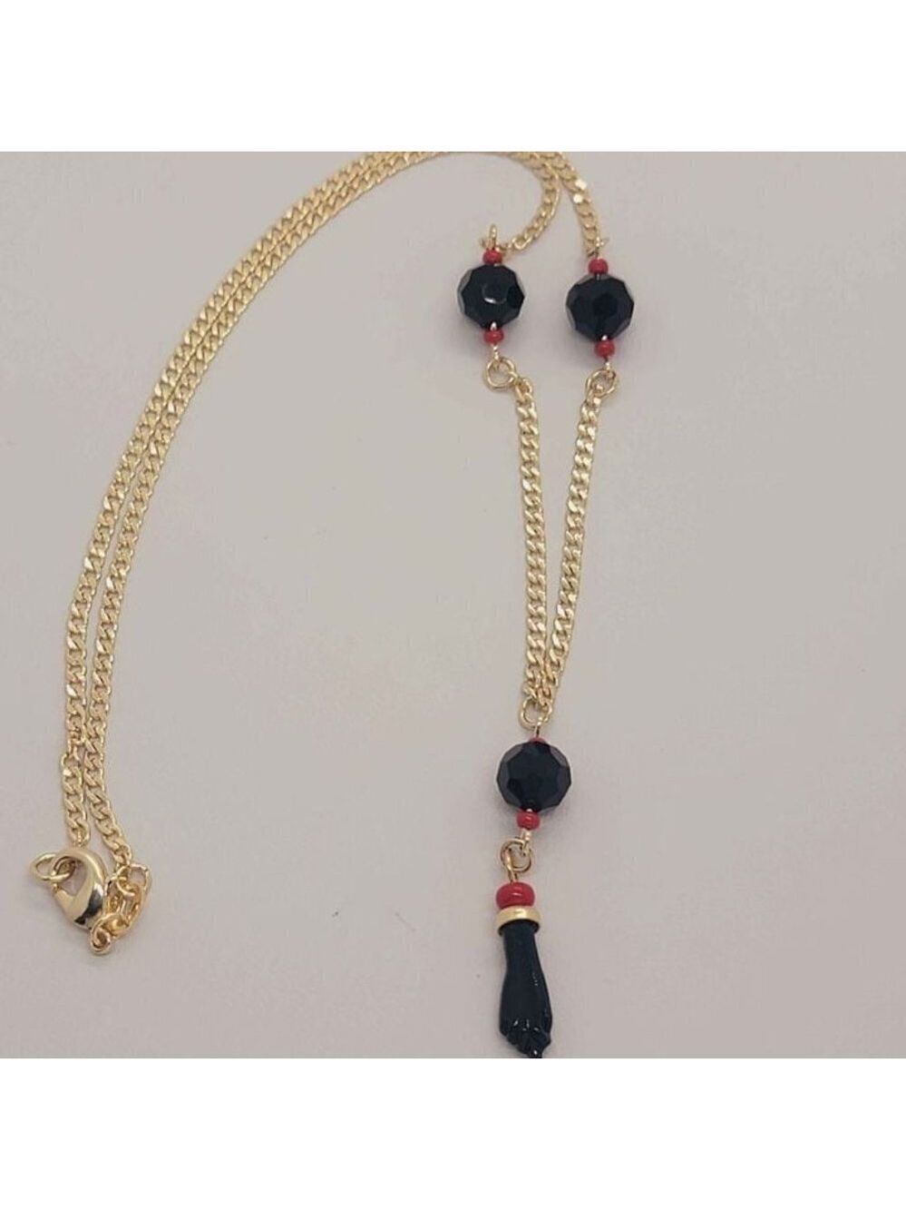 Brand New Brazilian 18k Gold Filled Azabaches Necklace